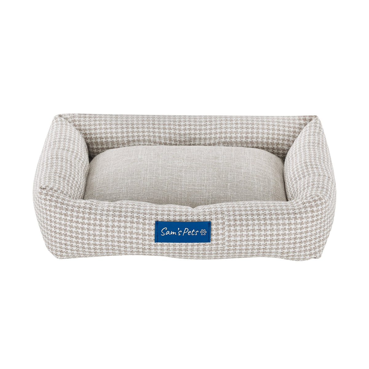 Medium Brown Plaid Bolster Dog Bed N588