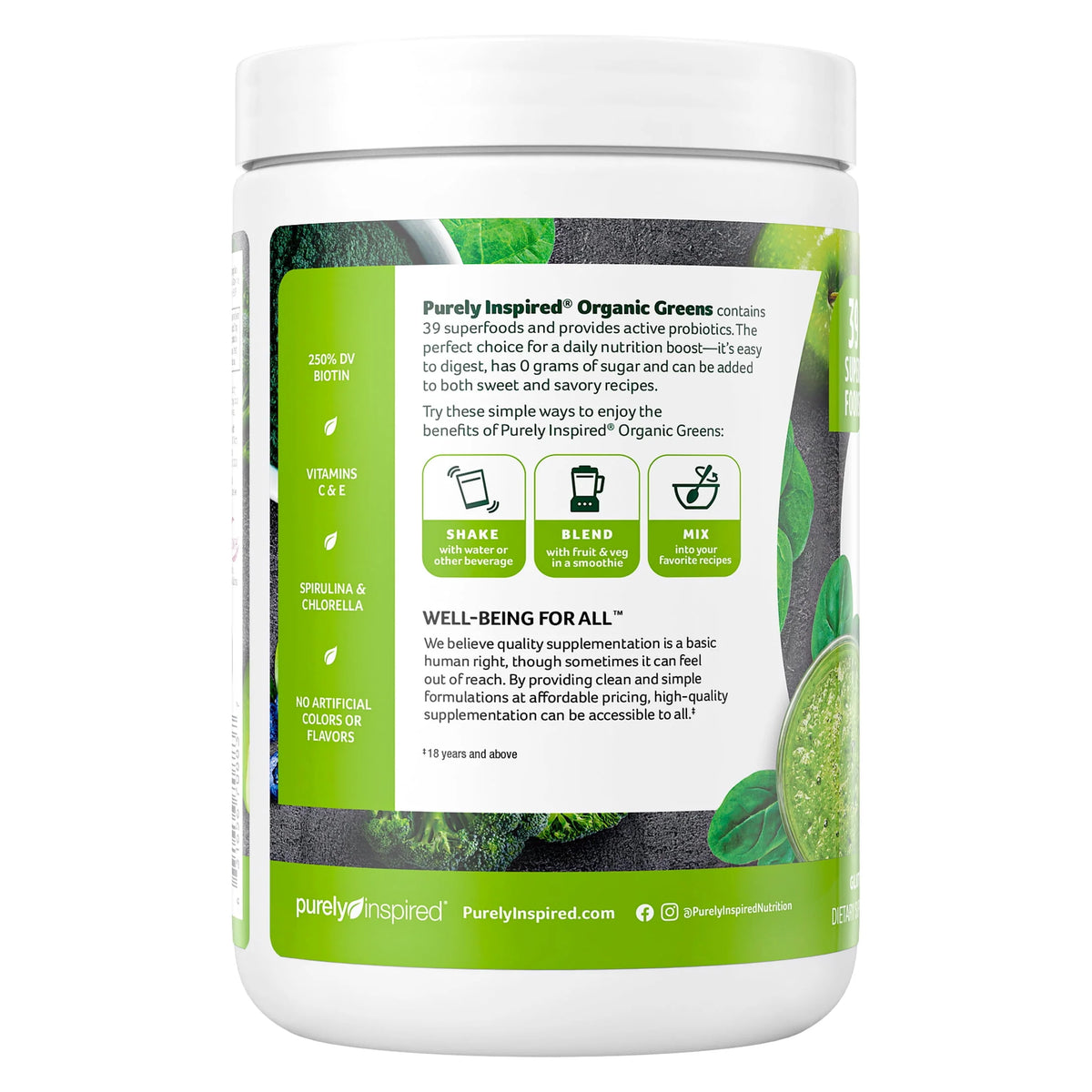 Organic Greens Superfood Powder, Unflavored, 8.57 oz S39416