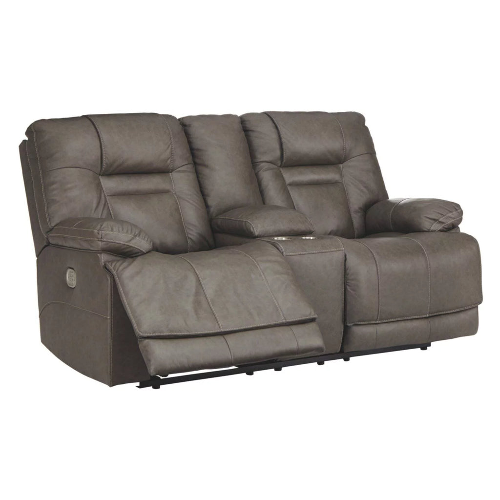 Smoke Leather Power Reclining Loveseat M59063