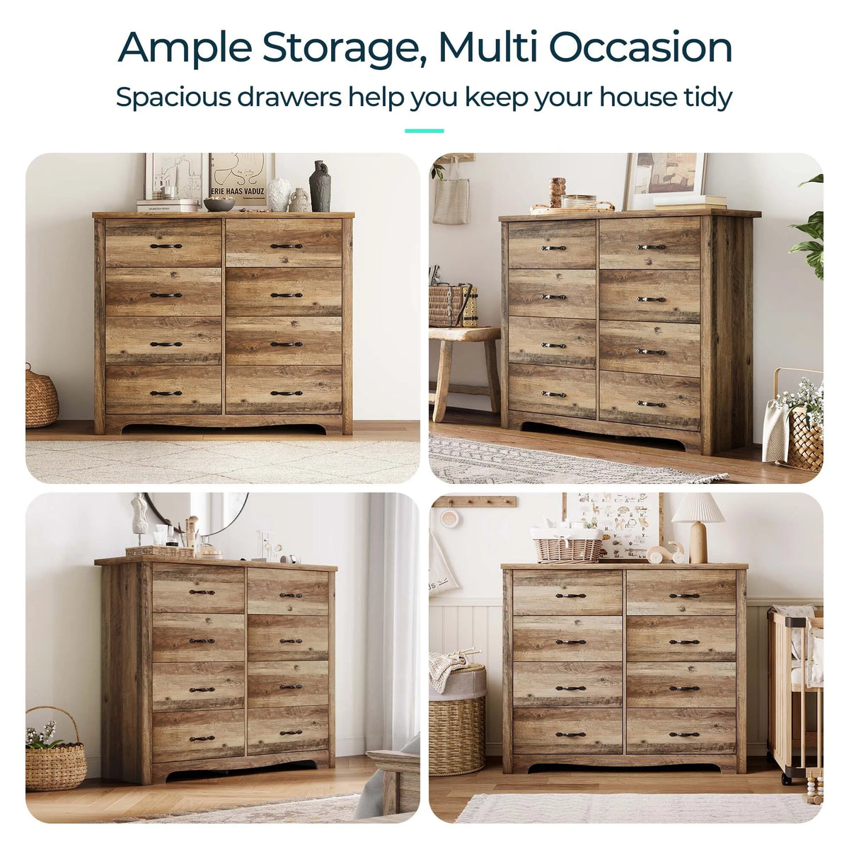 Black 8 Drawer Wood Dresser F5216