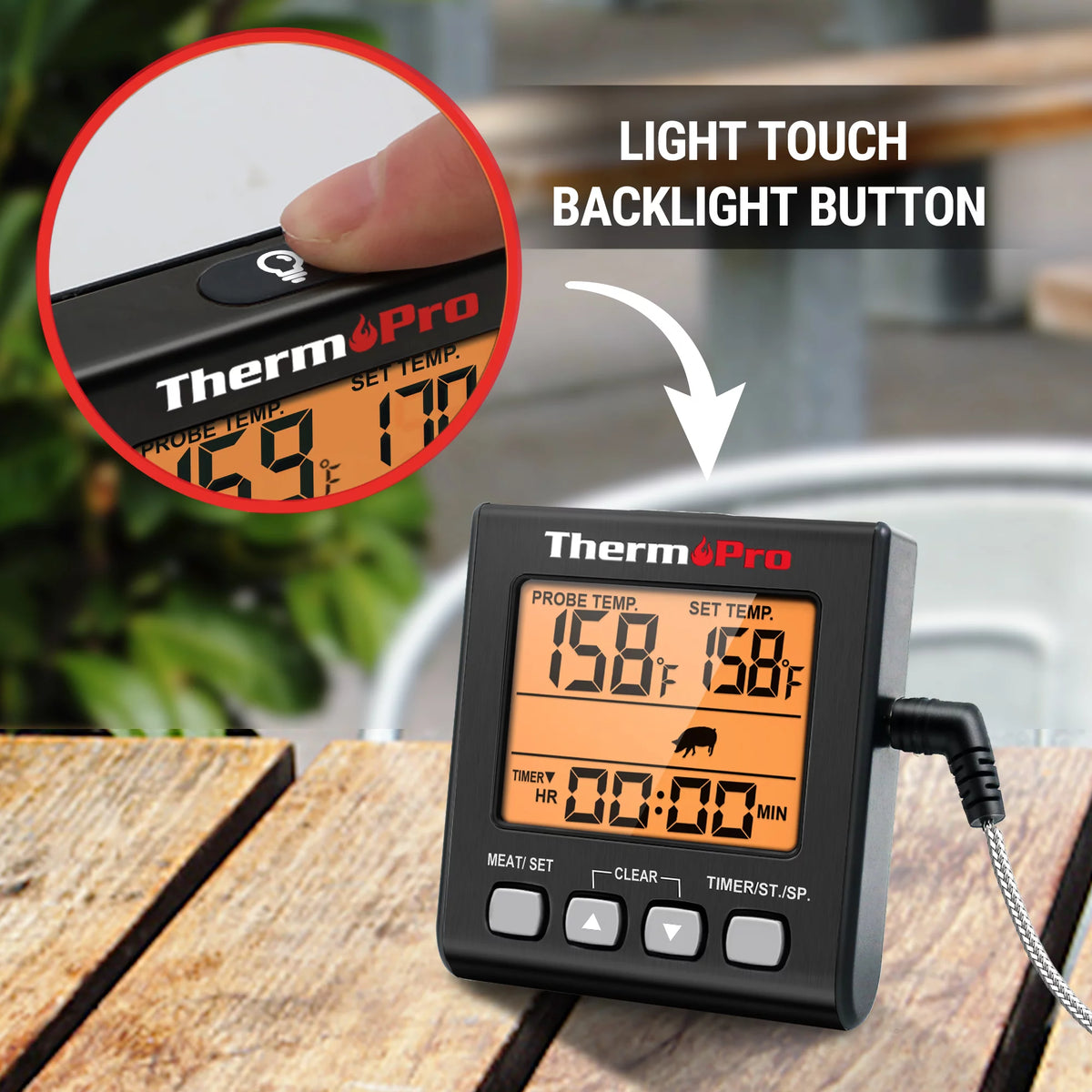 Digital Meat Thermometer with Backlight and Kitchen Timer J395050