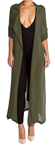Women's Long Sleeve Chiffon Lightweight Maxi Sheer Duster Cardigan B272927
