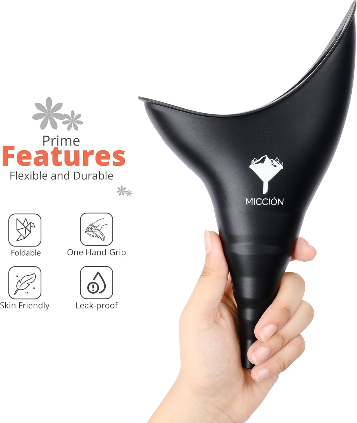 Female Urinal - Leakproof Pee Cup for Women - Reusable & Hygienic Portable Urinal Funnel, Jet Black L122