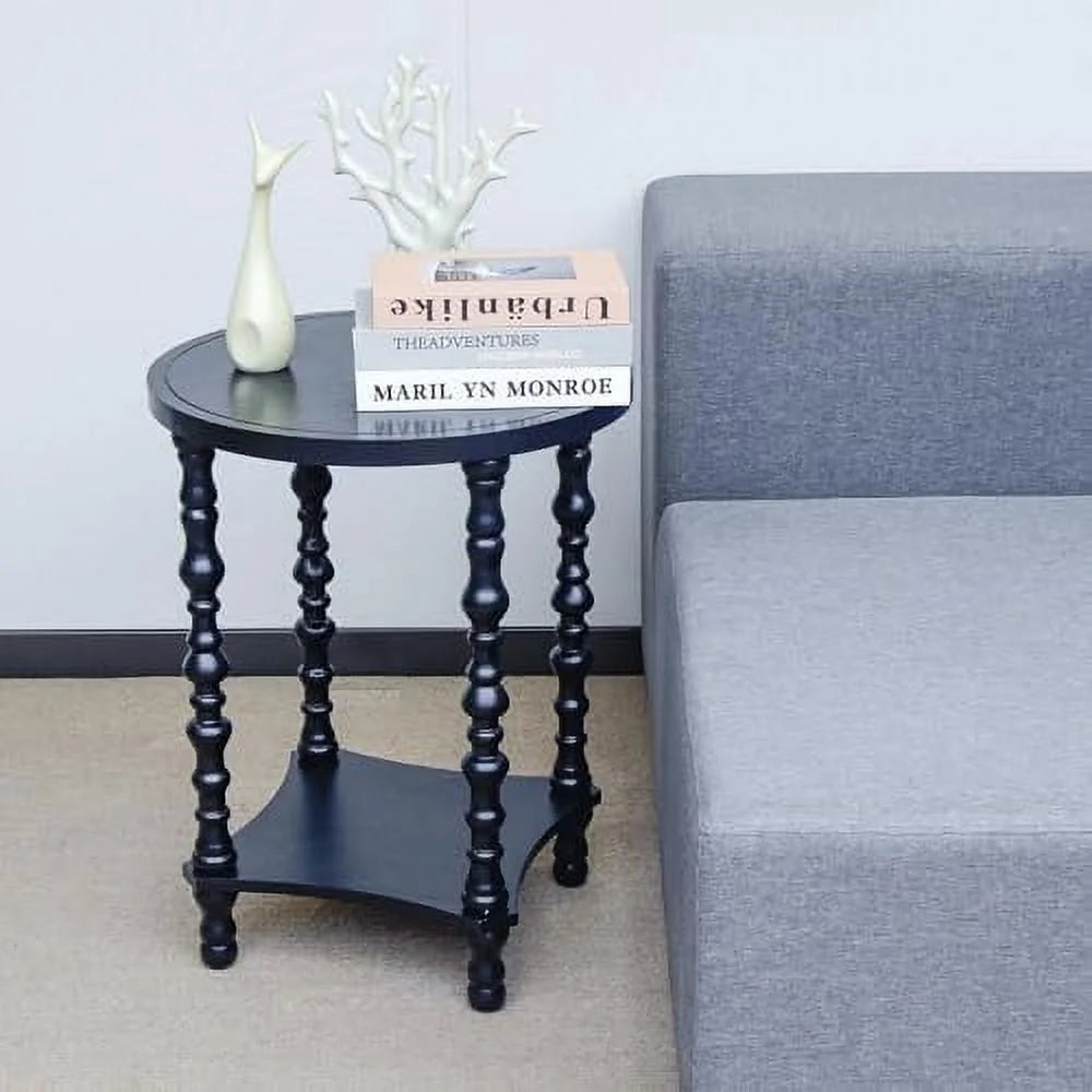 Grey Wood Round End Table T2428