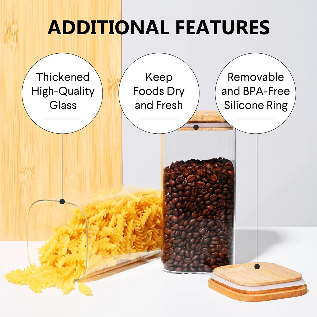 3 Pack 50OZ Glass Storage Jars with Bamboo Lids P882106