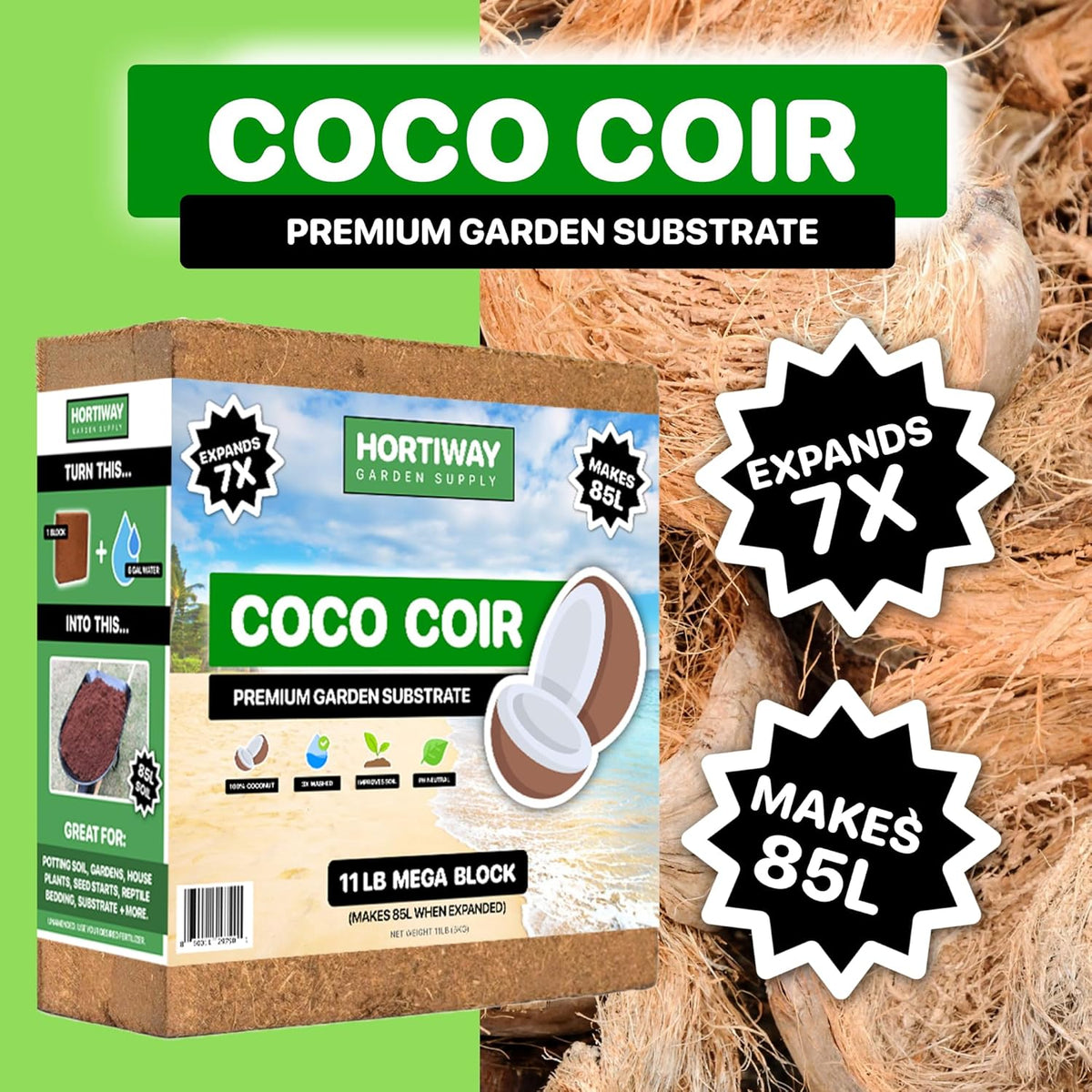 11lbs 100% Organic Coco Coir Brick J5167