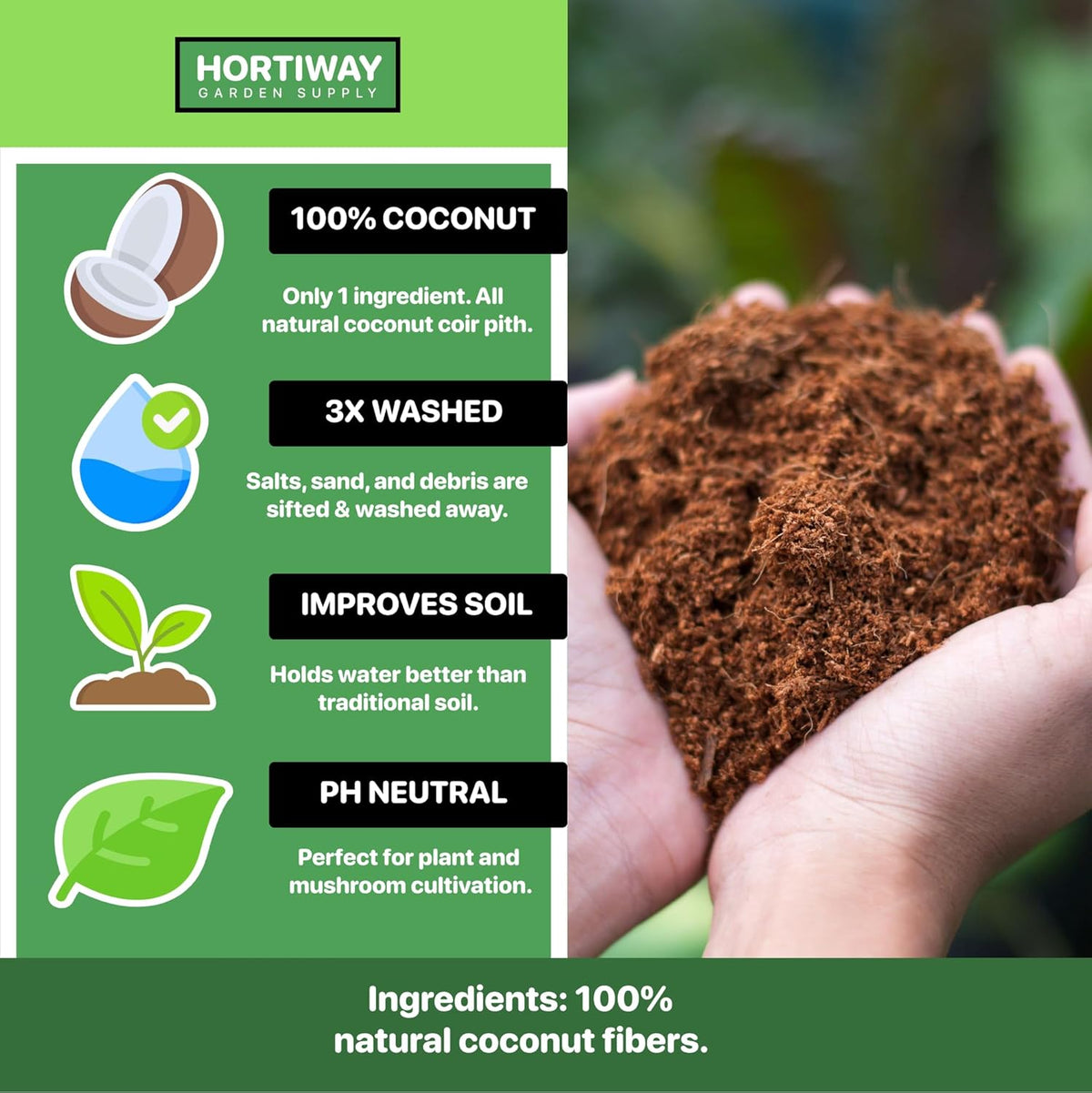 11lbs 100% Organic Coco Coir Brick J5167