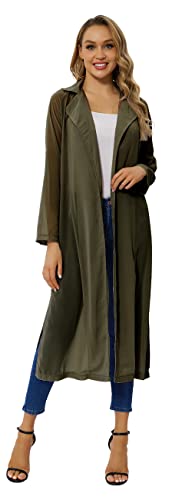 Women's Long Sleeve Chiffon Lightweight Maxi Sheer Duster Cardigan B272927