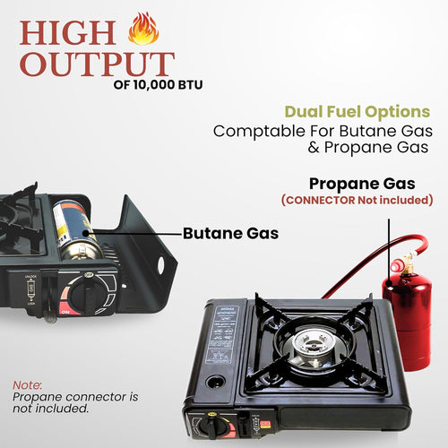 10,000 BTU Portable Dual Fuel Butane Propane Stove E85389