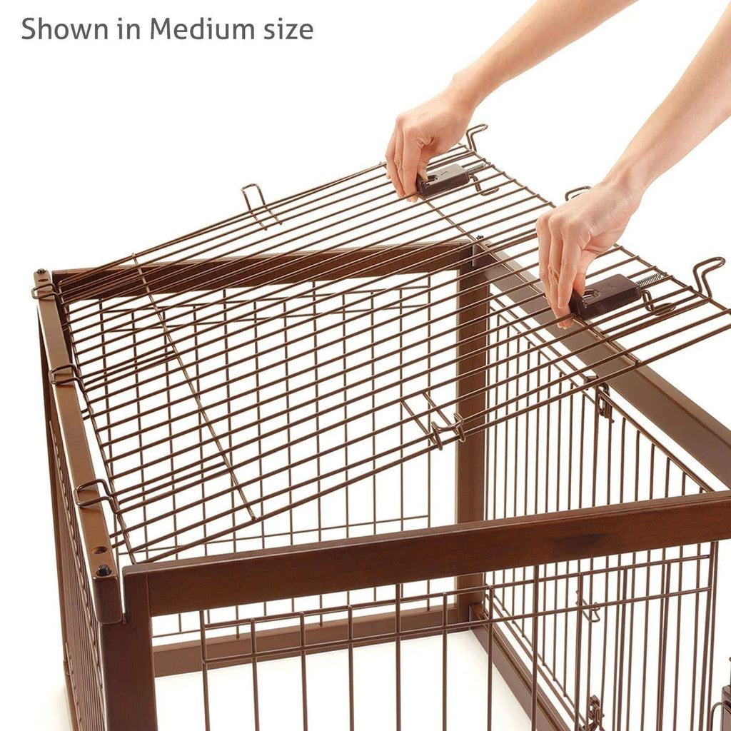 Dark Brown Wooden Pet Crate V89437