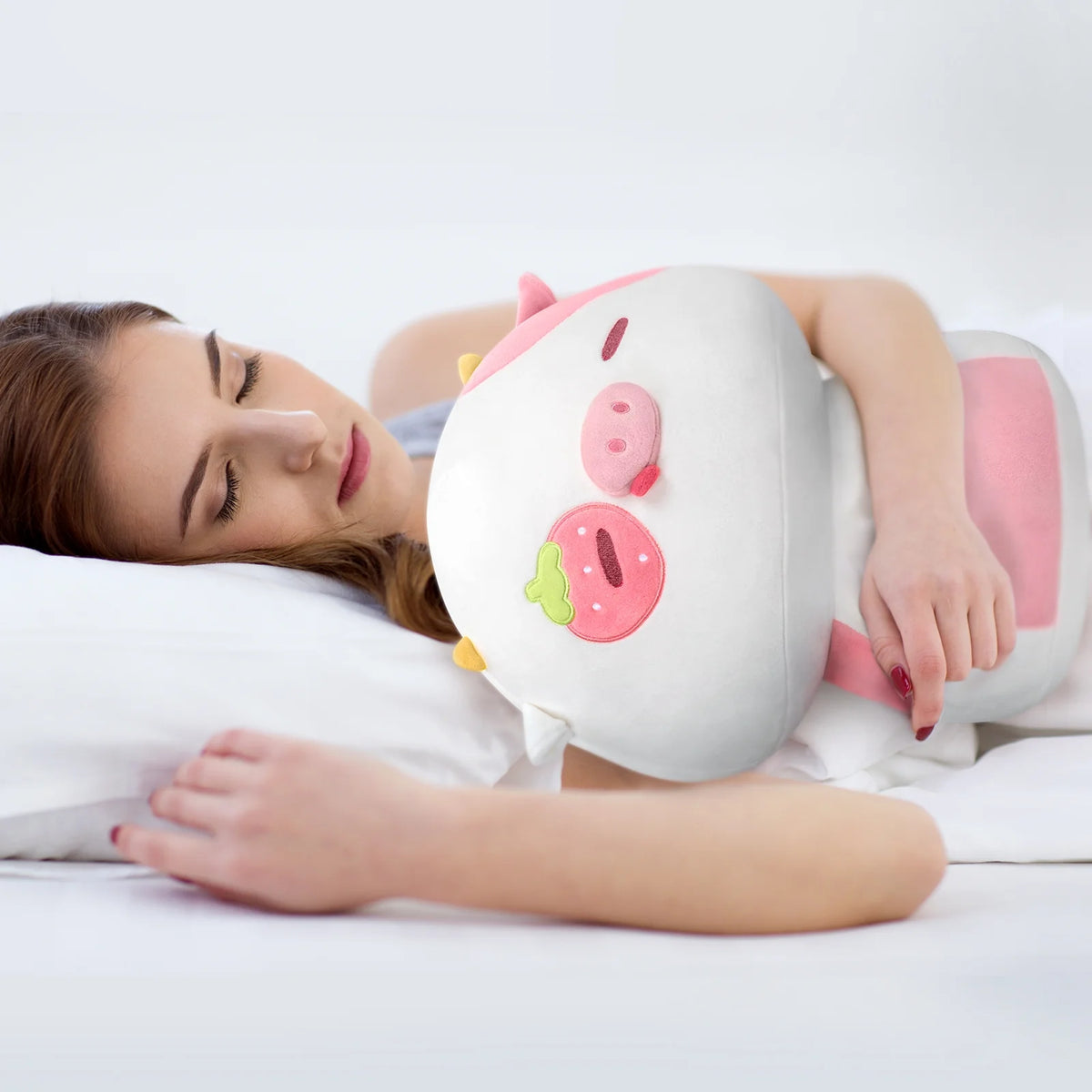 13.5" Mushroom Plushies Strawberry Cow Plush Pillow V1006