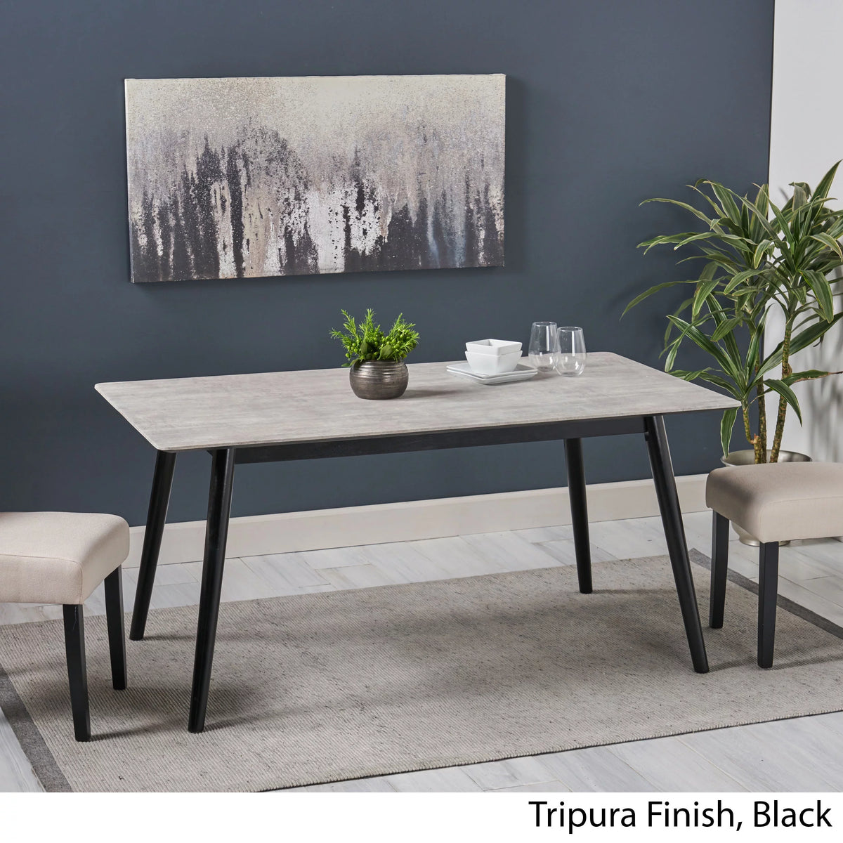 Gray Resin Rectangular Dining Table Q739529