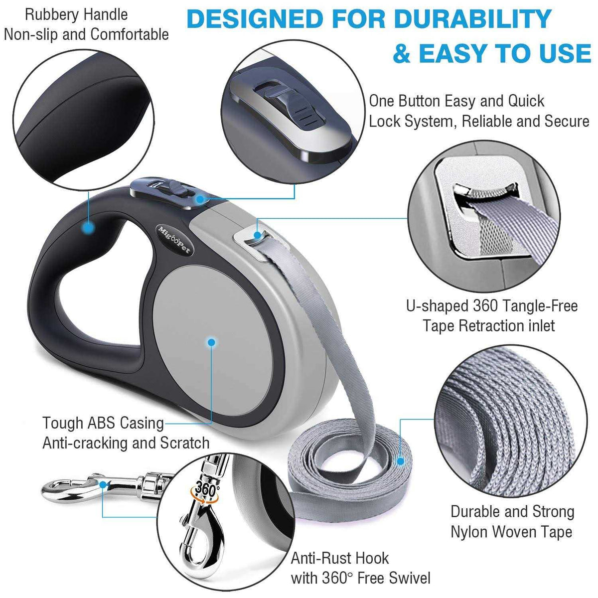 Heavy Duty Retractable Dog Leash 16ft D207304