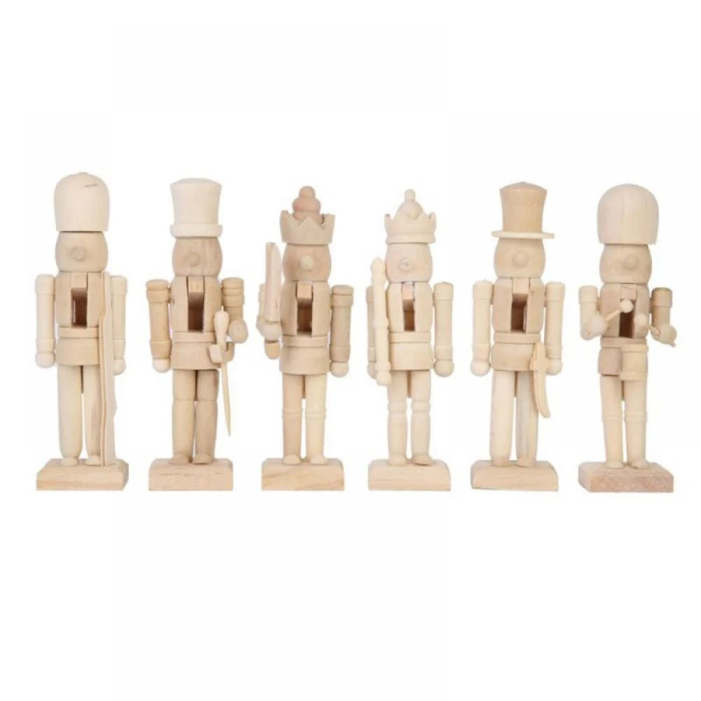 6 Set Unfinished Wooden Nutcracker Figures F2208