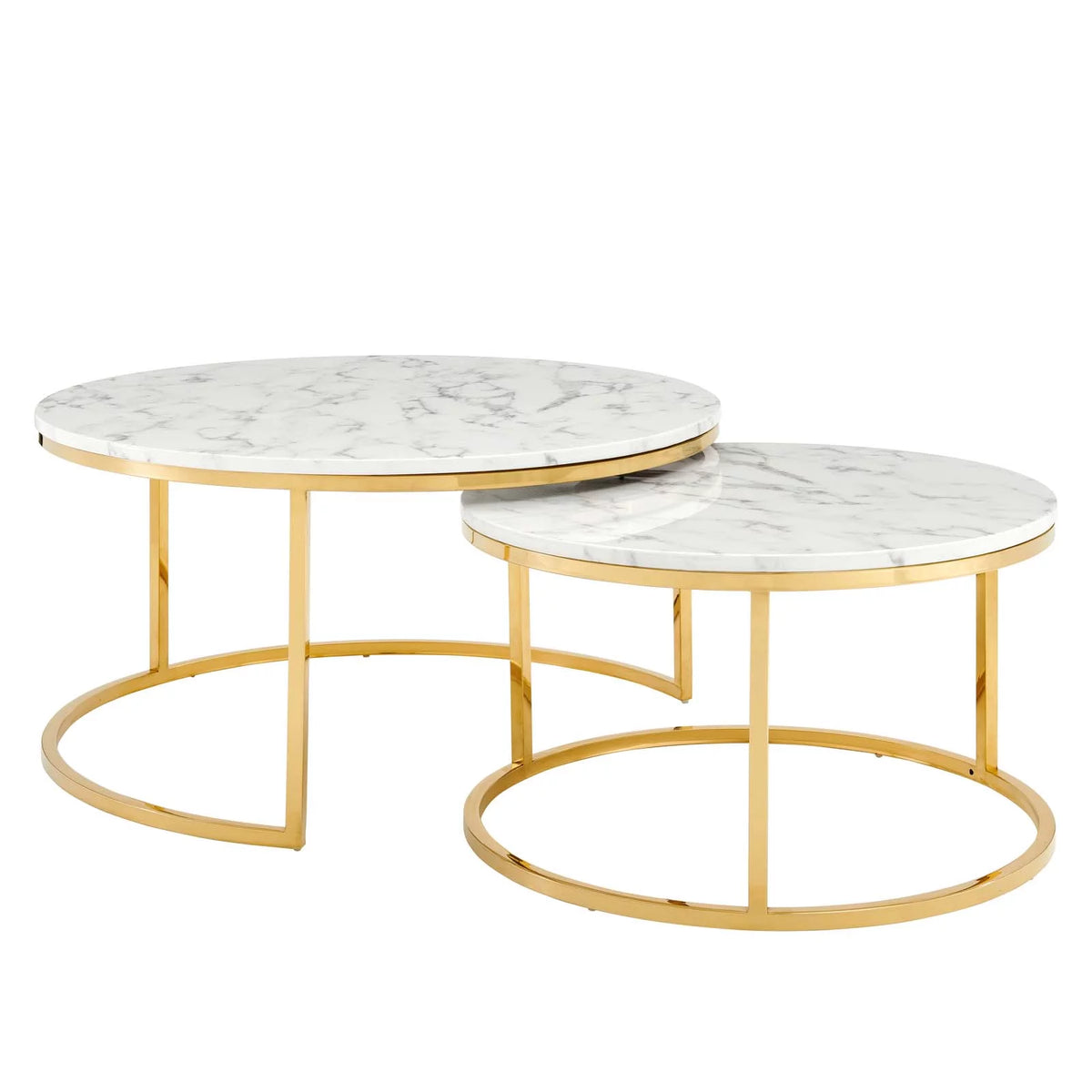 Gold White Artificial Marble Nesting Coffee Table R794