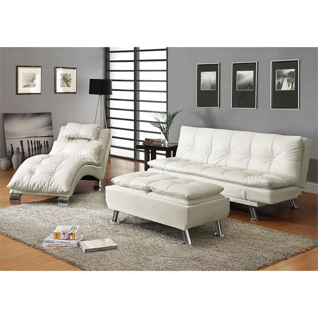 White Faux Leather Sleeper Sofa G380