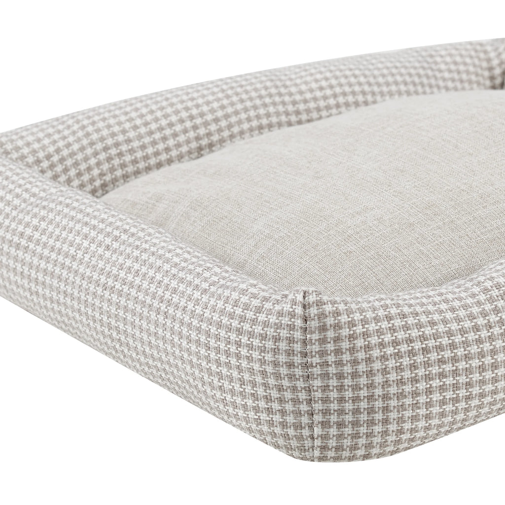 Medium Brown Plaid Bolster Dog Bed N588