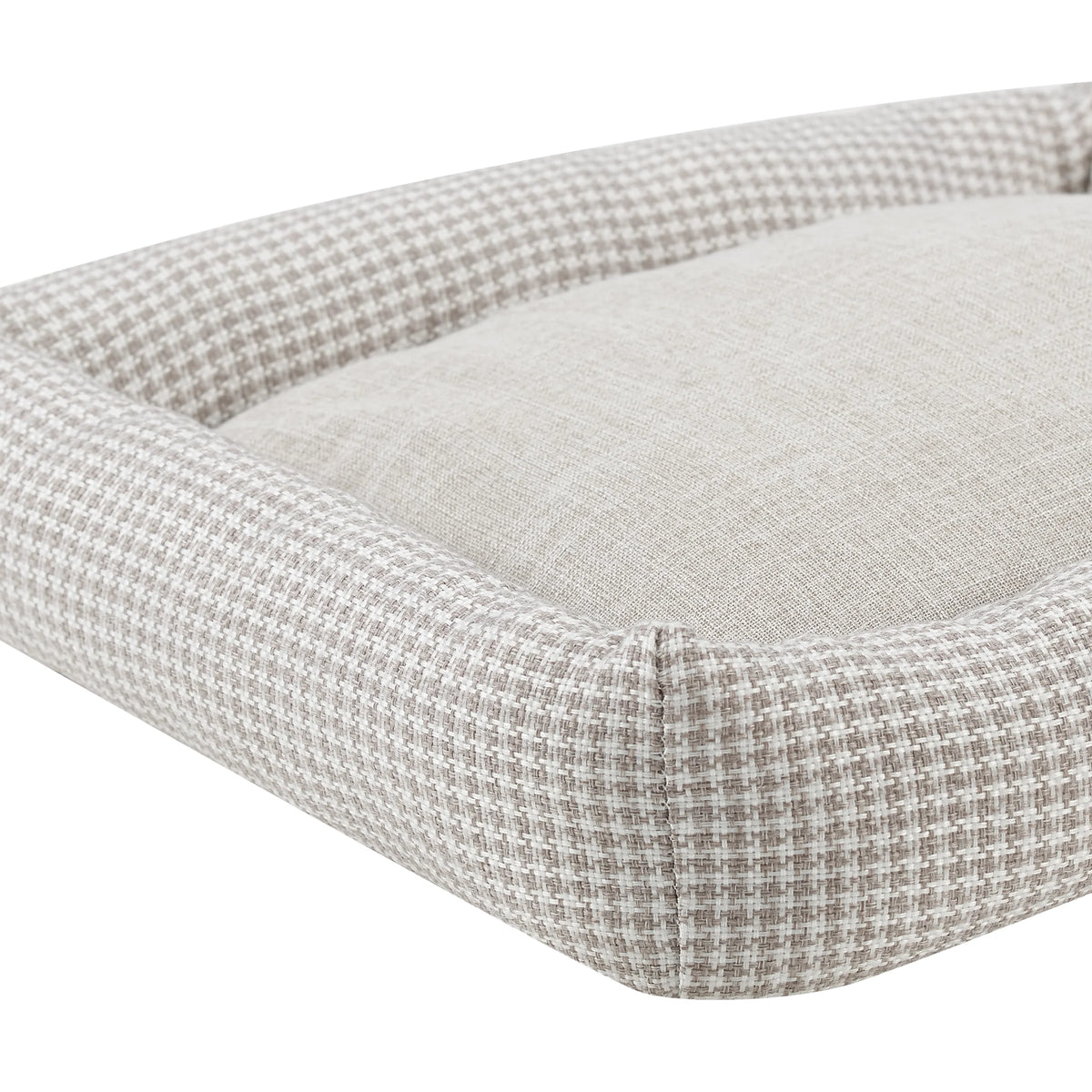 Medium Brown Plaid Bolster Dog Bed N588