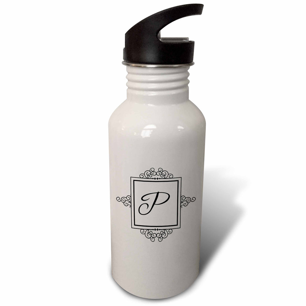 21 oz Black and White Sports Water Bottle R9751