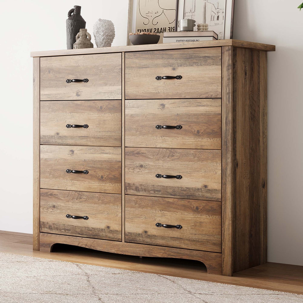 Black 8 Drawer Wood Dresser F5216