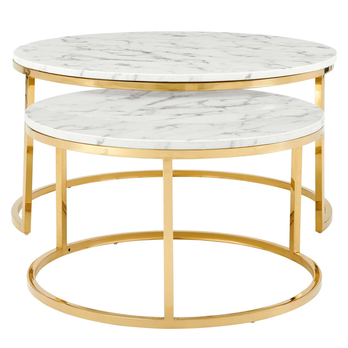 Gold White Artificial Marble Nesting Coffee Table R794