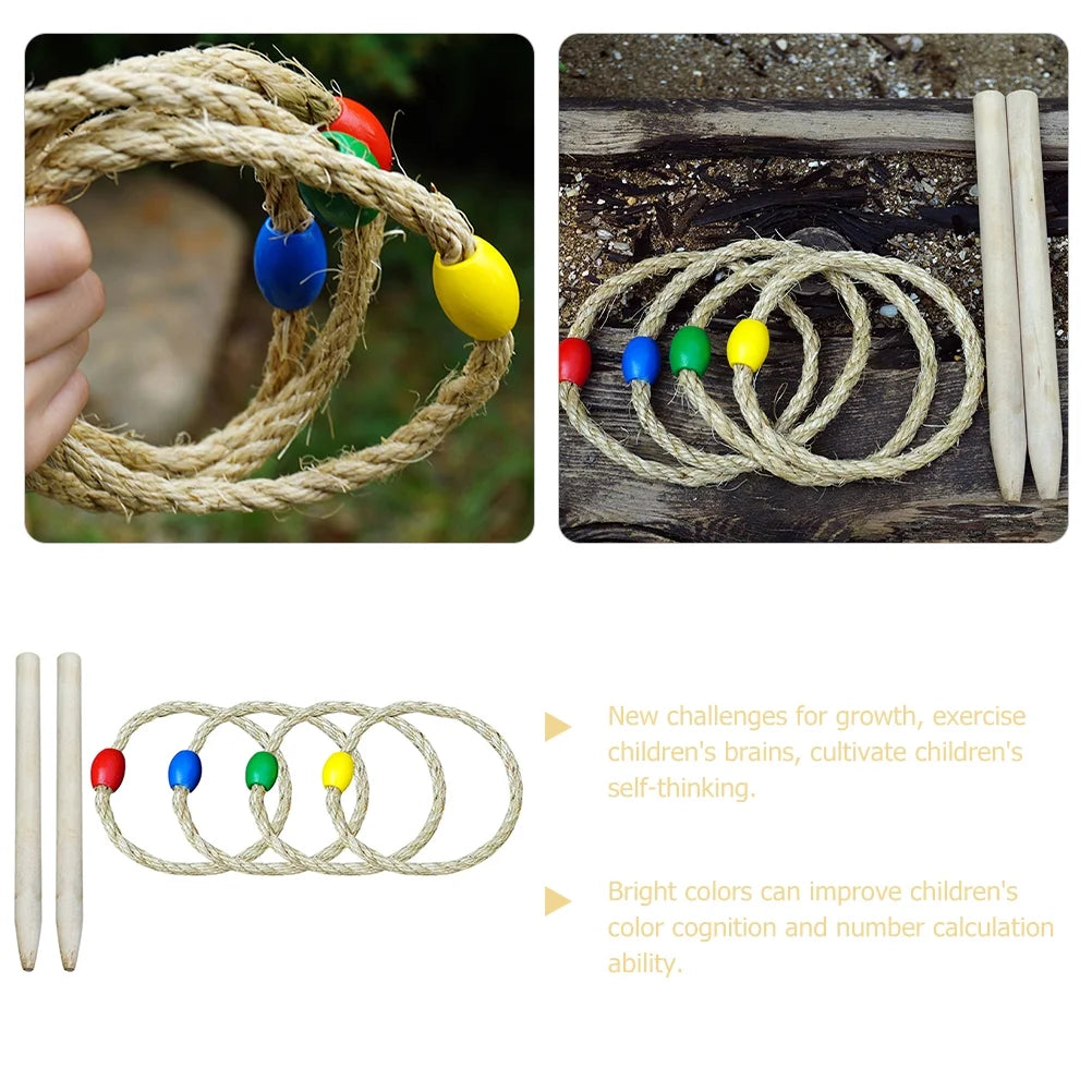 6-piece Solid Wood Ring Toss Toy Set G6598