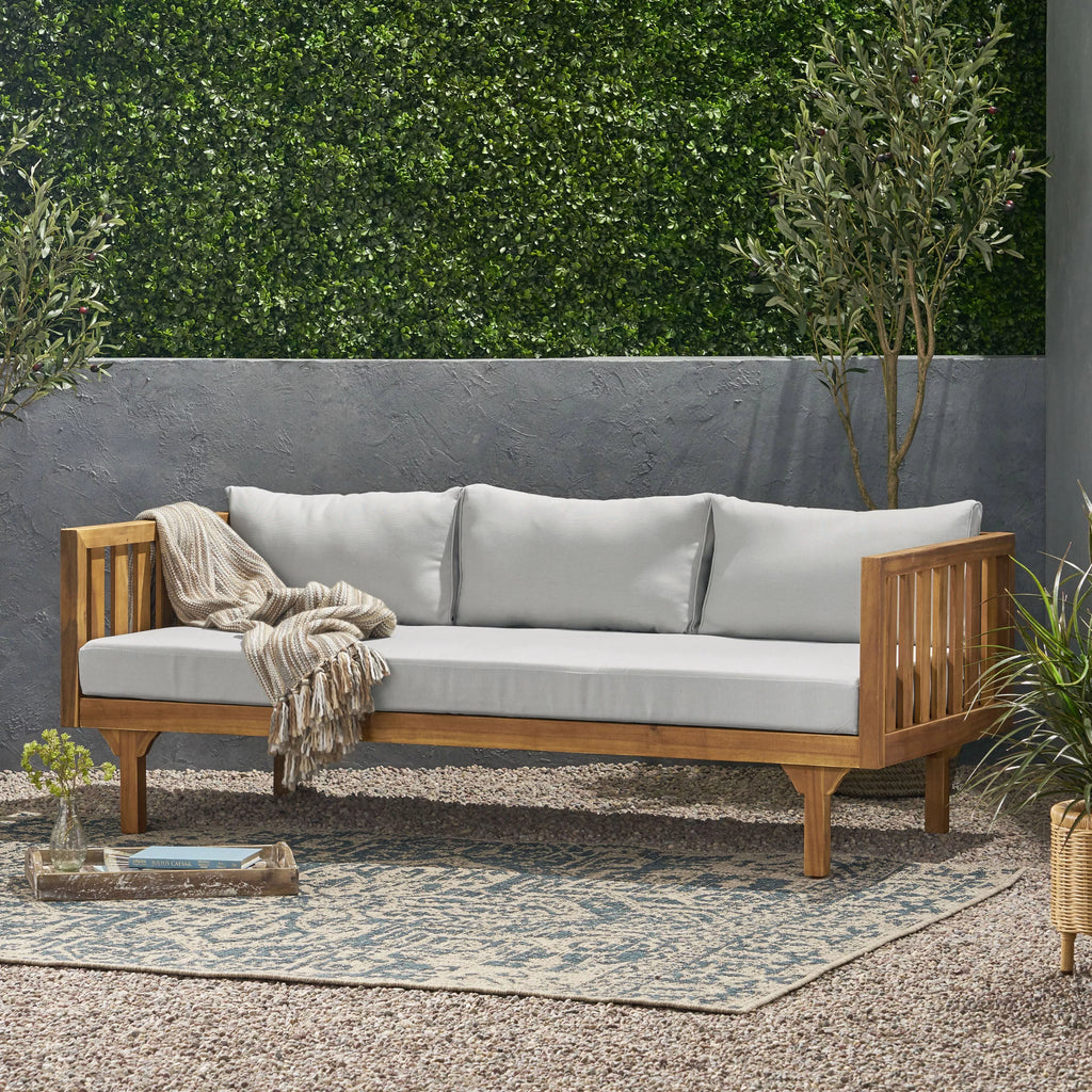 3-Seater Acacia Wood Outdoor Daybed V429217