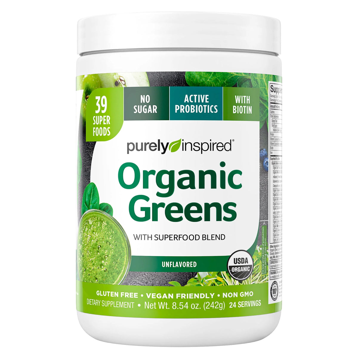 Organic Greens Superfood Powder, Unflavored, 8.57 oz S39416