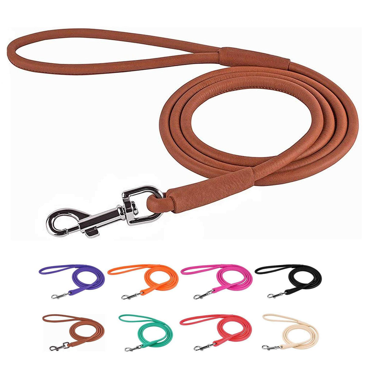 Rolled Leather Dog Leash I15744