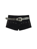 Low Waist Rhinestone Buckle Shorts M81508