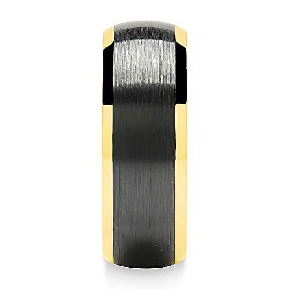 Black Matte Gold Dome Edge Tungsten Ring V31572