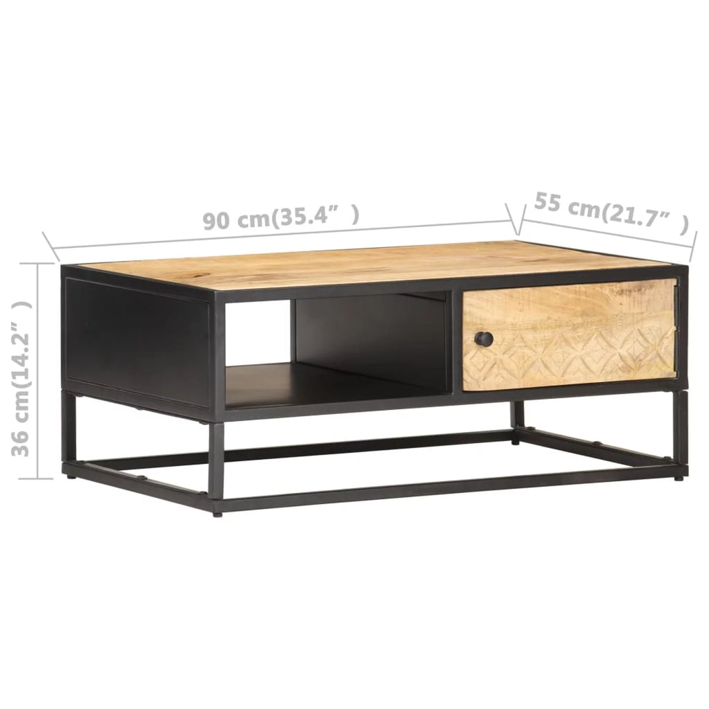 Coffee Table with Carved Door Rough Mango Wood F145506