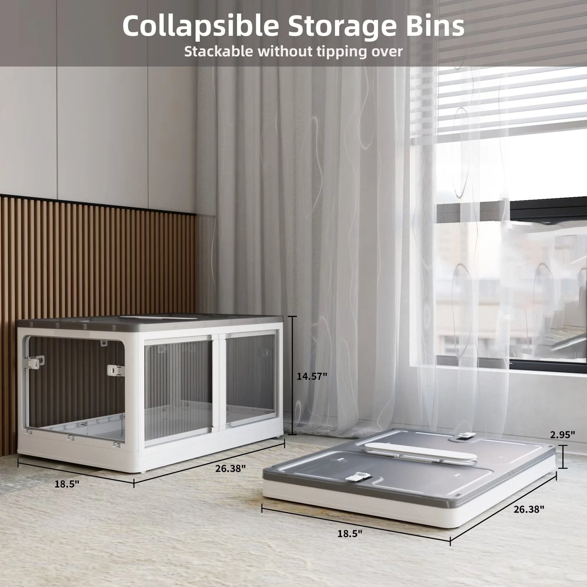 Transparent Stackable Storage Bins with Wheels L145426