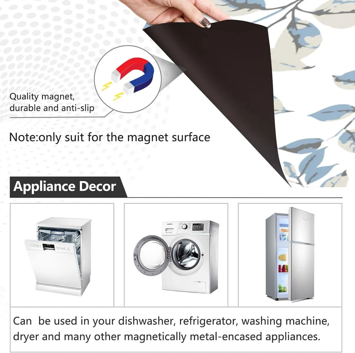 Flower Dishwasher Magnet Cover, 23x26 Inch Decorative Front Dishwasher Cover Sticker Q66759