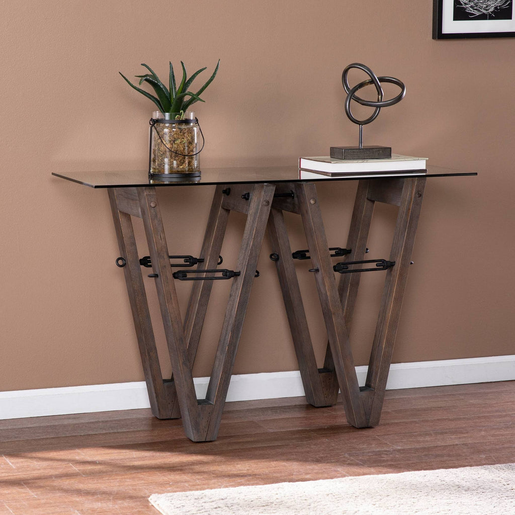 Reclaimed Wood Console Table Brown/Black B7828