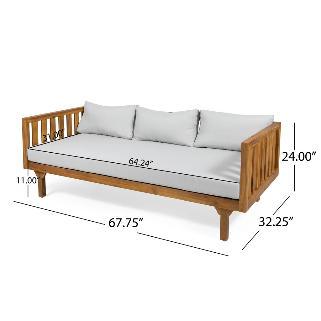 3-Seater Acacia Wood Outdoor Daybed V429217