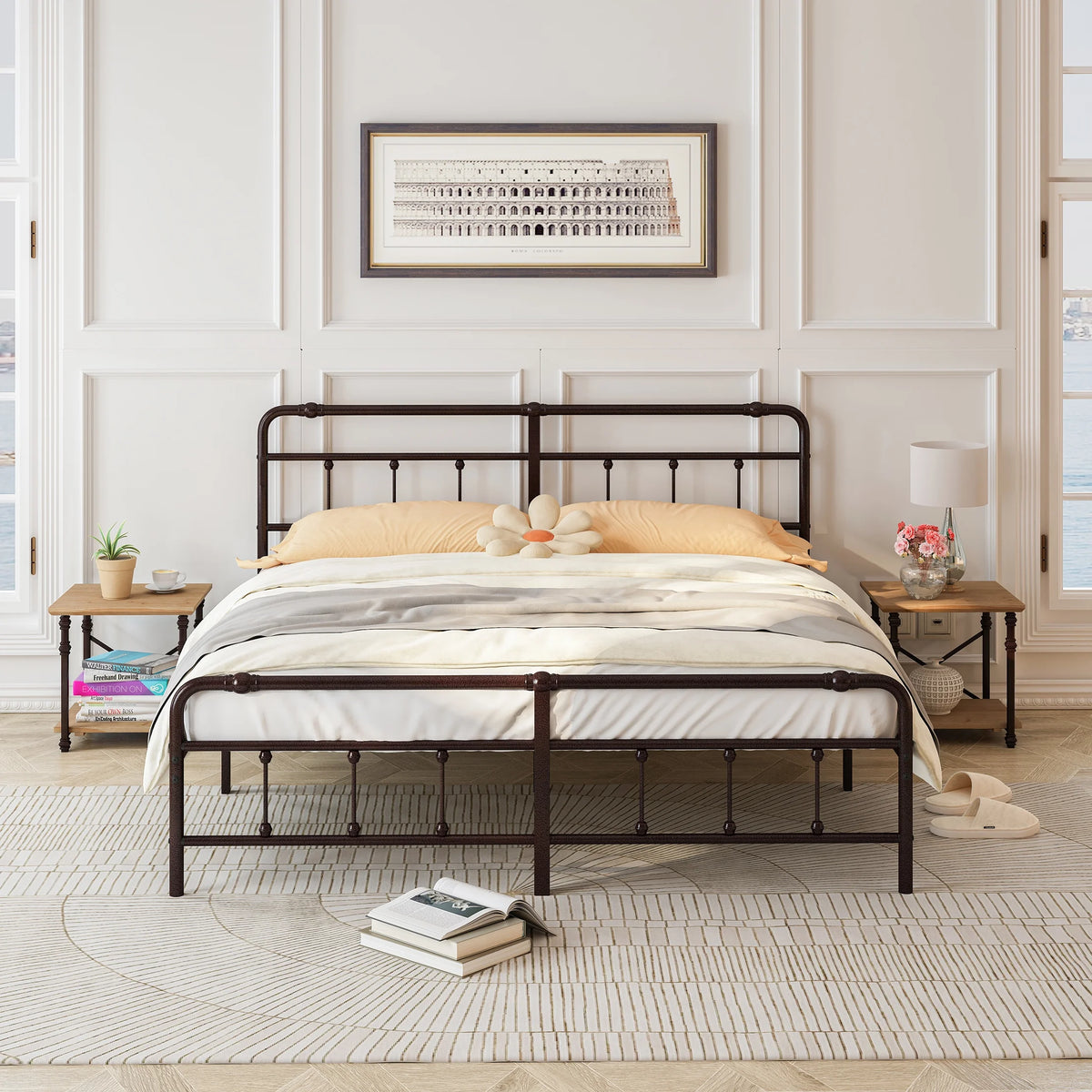 King Size Metal Platform Bed Frame with Headboard/Footboard W439826