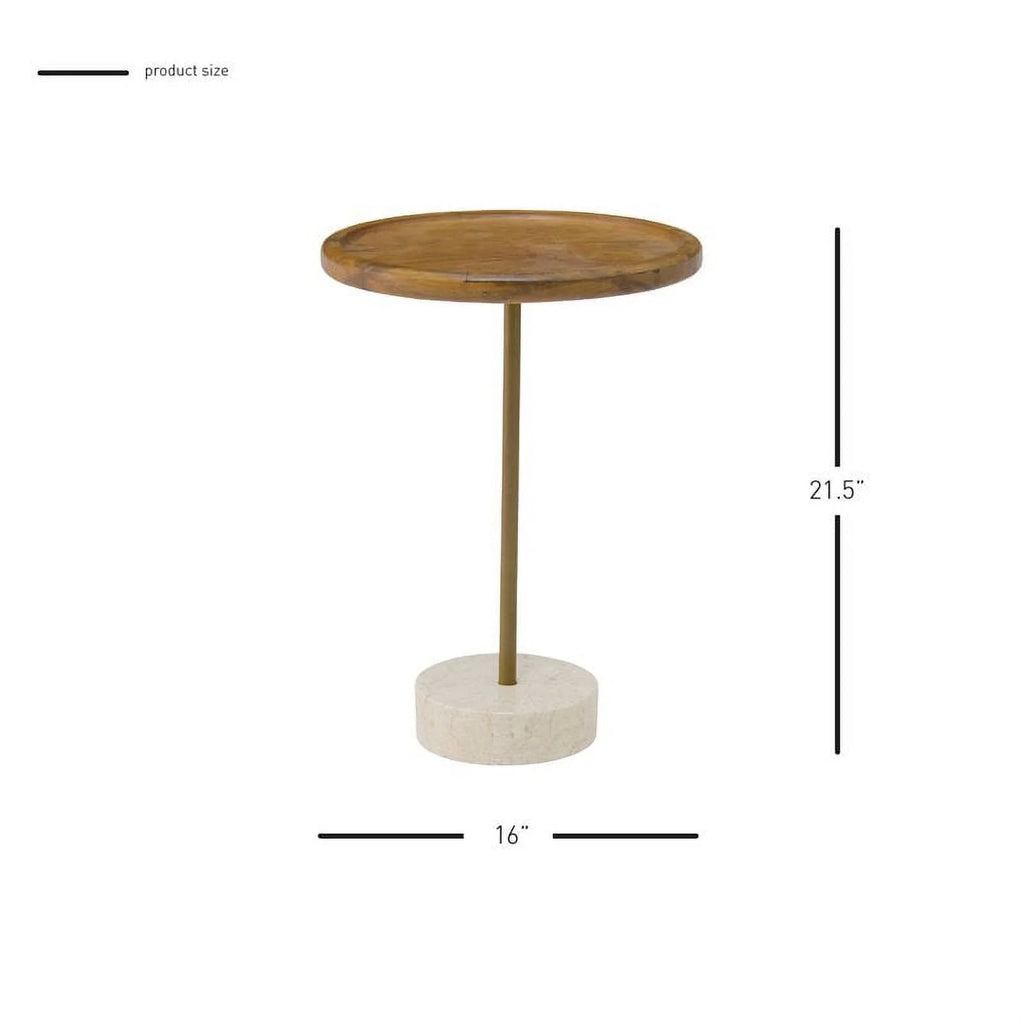 16" Wood Marble End Table Set of 2 W248