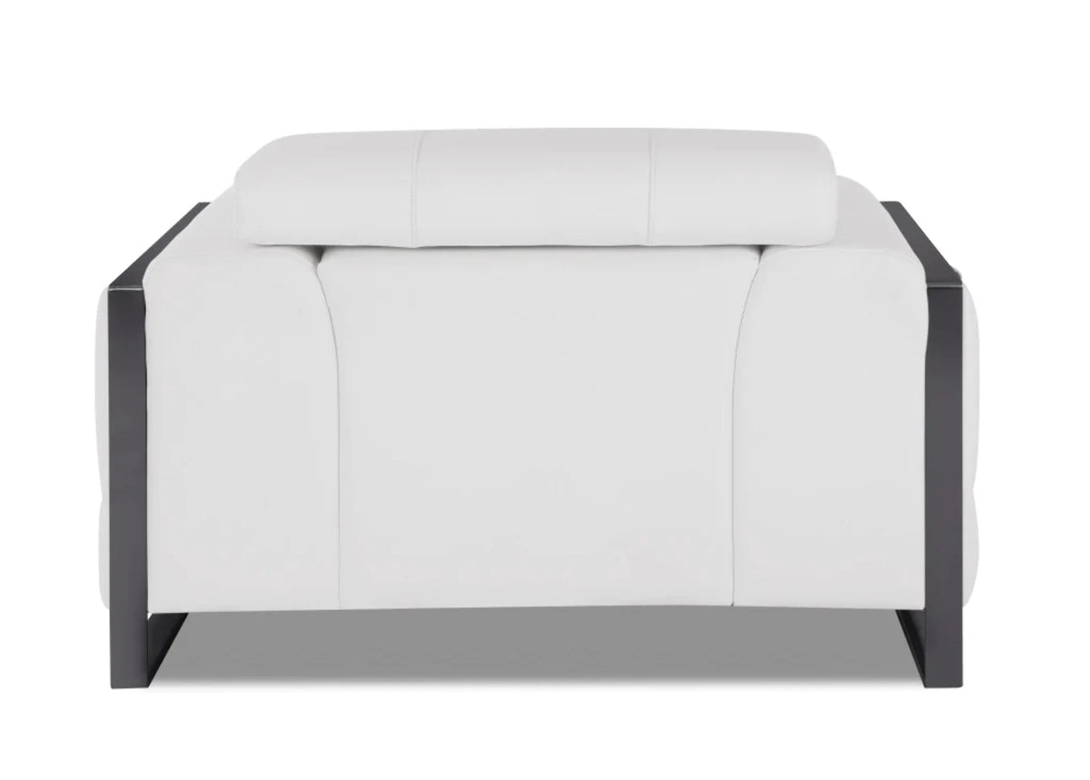 Winter White Leather & Chrome Accent Chair J62478