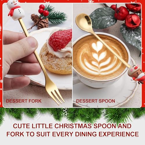 Gold Stainless Steel 3 Spoons and 3 Forks Dessert Set X76309